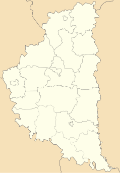 Mapa konturowa obwodu tarnopolskiego, w centrum znajduje się punkt z opisem „Tarnopol”