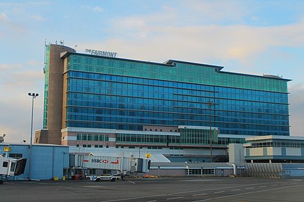 Fairmont Vancouver Airport hotel overlooking the US area.