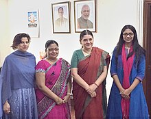 Malliwal (right most) with Maneka Gandhi (third from left), then Minister of Women and Child Development in 2015 The Chairperson of Delhi Commission for Women, Ms. Swati Maliwal called on the Union Minister for Women and Child Development, Smt. Maneka Sanjay Gandhi, in New Delhi on August 05, 2015.jpg