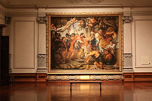 Sala de Rubens en el interior del museo de arte donde se exhibe la obra Encuentro de Abraham y Melquisedec (1625).