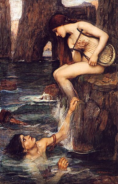 The Siren, by John William Waterhouse (circa 1900), depicted as a fish-chimera.