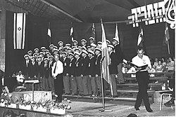 מקהלת פועלי הבניין מסטוקהולם מופיעה בזמריה החמישית, 1964