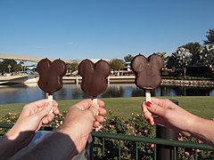 Ice cream bars shaped like like the silhouette of Mickey Mouse's head.