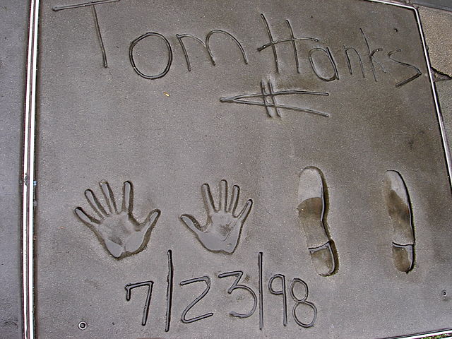 Hanks' cement prints in front of the Grauman's Chinese Theatre in Hollywood