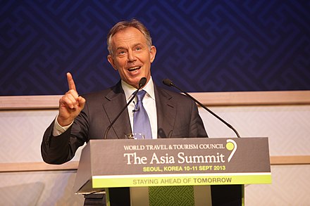Tony Blair speaking at the WTTC Asia Summit in South Korea in 2013.