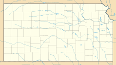 Mapa konturowa Kansas, po prawej znajduje się punkt z opisem „Burlingame”
