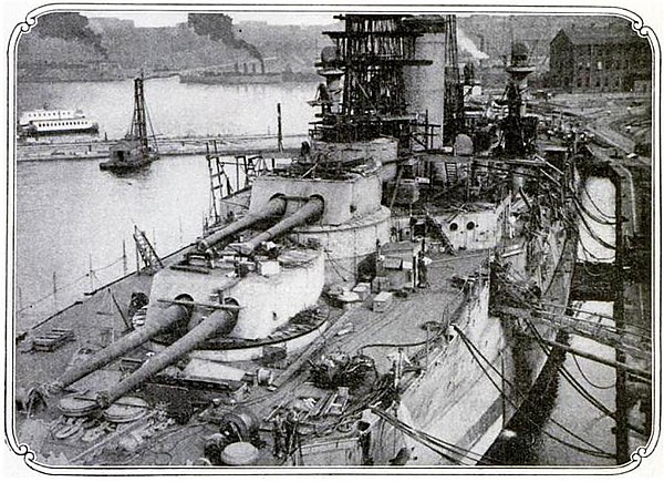 Florida during her final fitting out at the Brooklyn Navy Yard