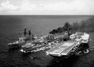 Severn refueling USS Intrepid and USS Belknap in 1968. USS Severn (AO-61) refuels USS Intrepid (CVS-11) and USS Belknap (DLG-26) on 9 June 1968 (NNAM.1996.488.244.054).jpg