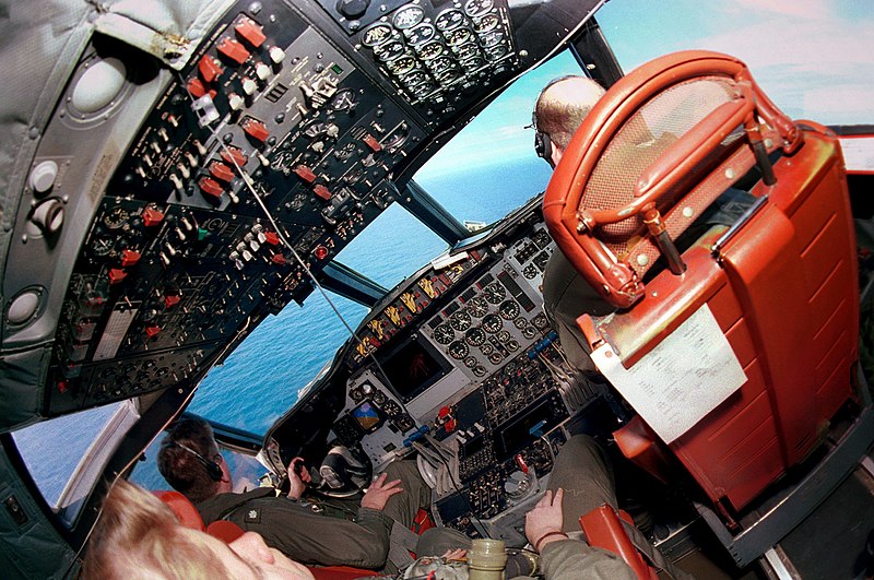 File:US Navy 030816-N-1928O-041 Crewmembers assigned to The Liberty Bells of Patrol Squadron Sixty Six (VP-66), maneuver a P-3C Orion in search of the enemy submarine during Keflavik Tactical Exchange 2003 (KEFTACEX 03).jpg