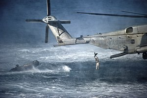 US Navy 120119-N-DX615-283 Marines assigned to the 11th Marine Expeditionary Unit (11th MEU) conduct insertion exercises from a CH-53E Super Stalli.jpg