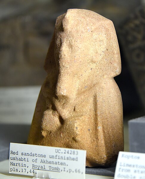 File:Unfinished ushabti of the Egyptian Pharaoh Akhenaten, 14th century BCE. From the Royal Tomb at Amarna. Petrie Museum.jpg