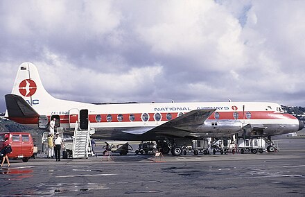 National Airways Viscount at Wellington Airport, 1971