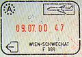 Exit stamp for air travel, issued at Vienna International Airport