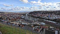 Blick vom Unteren Neckarhaldenweg in Richtung Süd-Ost auf die Weststadt von Esslingen am Neckar