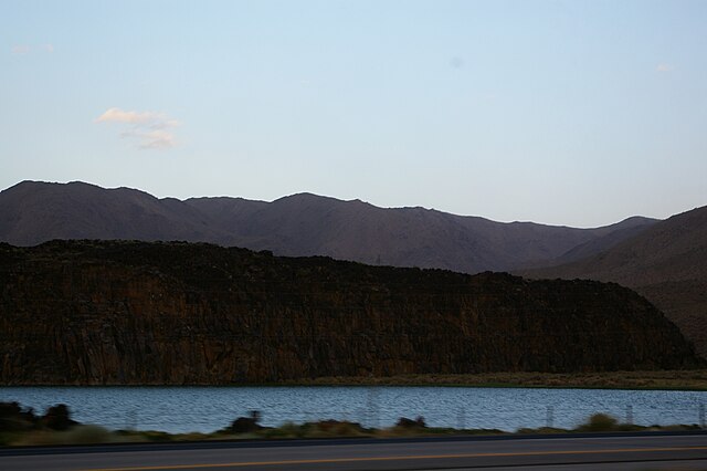 Volcanic rock above Little Lake, as seen from US 395