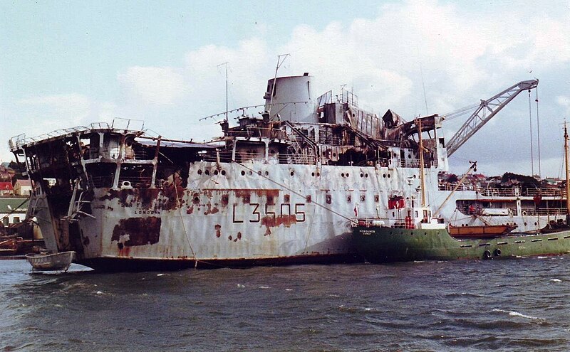 File:War damaged RFA Sir Tristram 1983.jpg