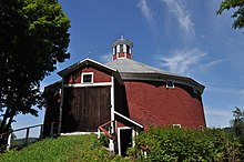 Round barn built in 1903, photographed in 2016 WaterfordVT WestViewFarm RoundBarn.jpg