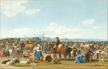 Cattle Market before a Large City on a Lake, 1820