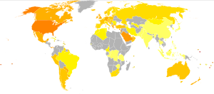 Prevalenza dell'obesità maschile (sinistra) e femminile (destra) nel mondo