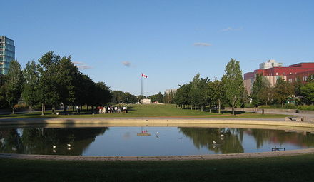 Reflecting pool in the Harry W. Arthurs Common