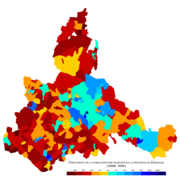 Crecimiento de la población por municipio entre 2008 y 2018.
