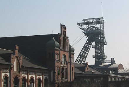 A typical view in the region: an old tower of a former pit, in this case Zeche Zollern in Dortmund