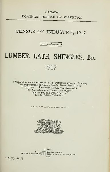 File:(1) Report of the Census of Industry, 1917, Part IV - Forestry - Lumber, Laths and Shingles. (IA 1919v54i6p17c 1421).pdf