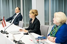 Marija Golubeva chairing a meeting of European Affairs Committee Arlietu komisijas un Eiropas lietu komisijas kopsede 03.jpg