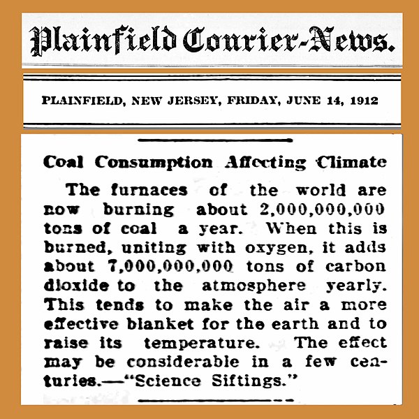 File:19120614 Coal consumption affecting climate - Plainfield Courier News - global warming.jpg