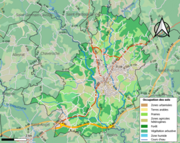 Carte des infrastructures et de l'occupation des sols de la commune en 2018 (CLC).