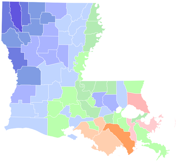 1987 Louisiana gubernatorial election results map by parish.svg