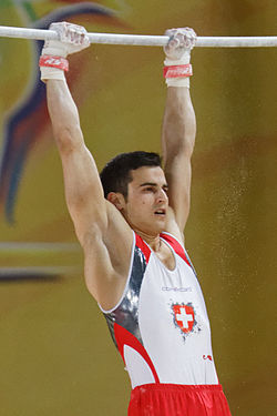 2015 European Artistic Gymnastics Championships - Horizontal bar - Pablo Braegger 02.jpg