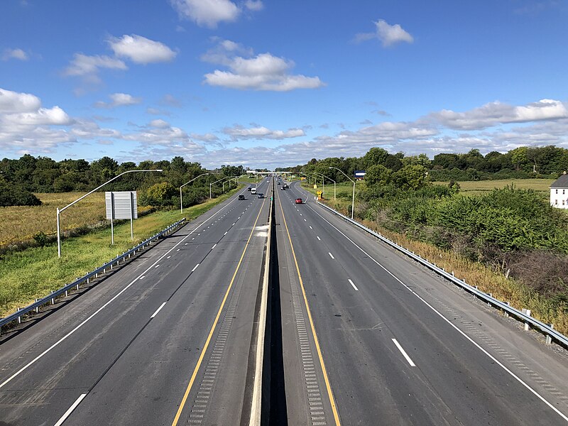 File:2022-09-28 10 32 52 View west along U.S. Route 22 (Lehigh Valley Thruway) from the overpass for Bethman Road in Bethlehem Township, Northampton County, Pennsylvania.jpg