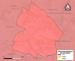 Carte des zones d'aléa retrait-gonflement des sols argileux de Saint-Hilaire-de-la-Noaille.