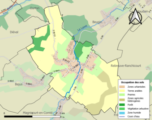 Barevná mapa znázorňující využití půdy.