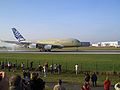 Der A380 bei seiner ersten Landung in Finkenwerder