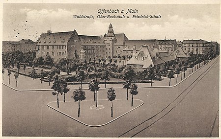 AK Offenbach Waldstrasse Ober Realschule u Friedrich Schule