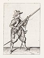 Aanwijzing 11 vor het hanteren van het musket - V musquet om hooch hout ende aenlegt (Jacob de Gheyn, 1607) .jpg