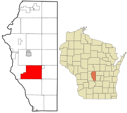 Location in Adams County and the state of Wisconsin.