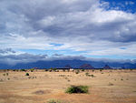 La cadena montañosa Agasthyamalai, perteneciente a las Ghats Occidentales, vista desde la región de Tirunelveli, India