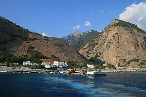 Vista de Agia Ruméli desde o mar