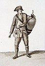 „Vodník z Madridu“ v katalogu španělských kostýmů, nakreslený Rodríguezem (rytina kolem roku 1802).