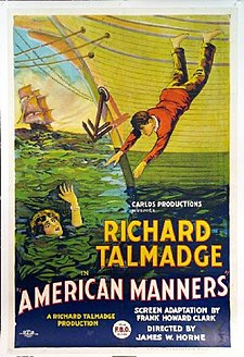 Richard Talmadge's fourth film for FBO, American Manners (1924), was directed by James W. Horne, who would go on to work with Buster Keaton and Laurel and Hardy. American Manners (1924).jpg