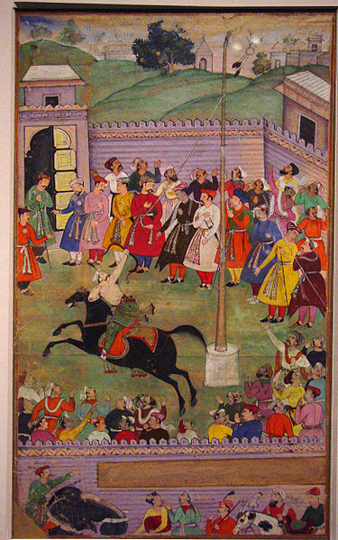 Mughal warriors practicing horseback archery, a skill they were highly renowned for
