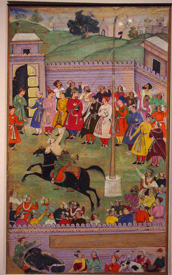 Mughal warriors practicing horseback archery, a skill they were highly renowned for