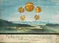 Augsburger Wunderzeichenbuch -- Folio 169 Funf Sonnen uber Leizpig 1551.jpg