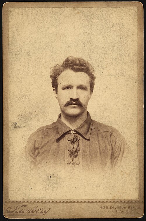 Photograph of August Spies, taken by John Joergen Kanberg in prison cell on May 3, 1887.