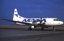 An Avensa Convair CV-580 at Santiago Mariño Caribbean International Airport in 1988