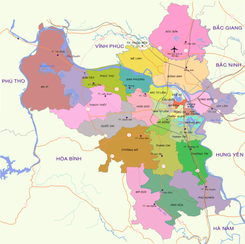 Bản đồ Hành chính Hà Nội năm 2013