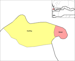 Banjul is by far the smaller of the two districts of Banjul Division. Banjul districts.png